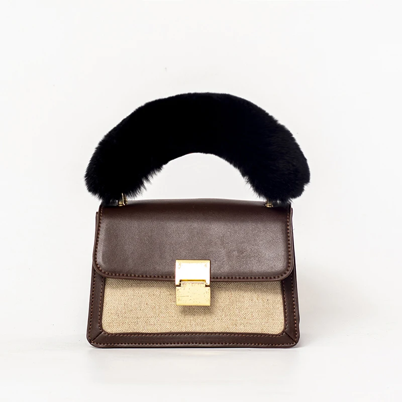 

Replacement Women Plush Bag Strap Handbag Strap Belt Real Rex Rabbit Fur Bag Belts Accessories Decorative Chain