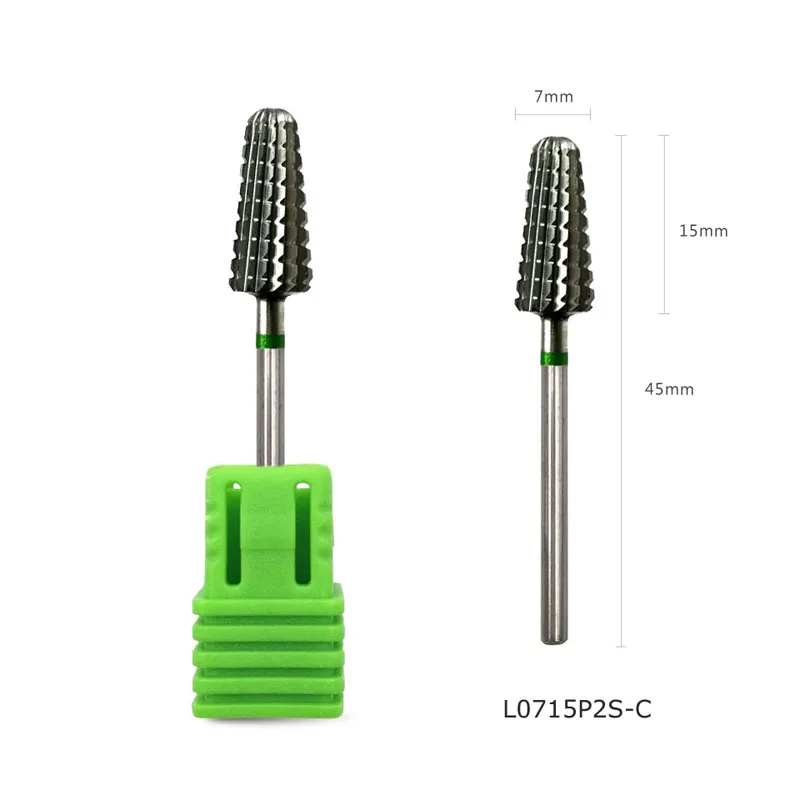 L0715P2S-C HYTOOS двустороннее твердосплавное сверло для ногтей 3/3" роторная фреза для маникюра аксессуары для ногтей Инструменты - Цвет: L0715P2S-C