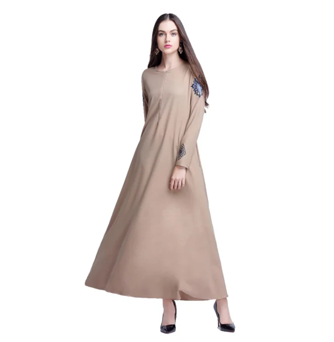 Однотонное мусульманское платье с принтом для женщин абайя женское фотографии