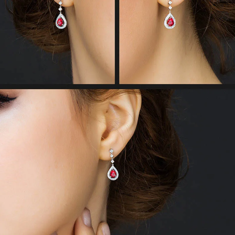 Bague Ringen, капли воды, рубиновые серьги для женщин, модные серьги-капли, темперамент, женское серебро 925, хорошее ювелирное изделие, вечерние, подарок