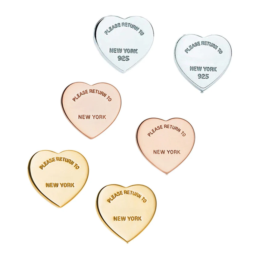 

925 Sterling Silver Earrings For Women Classic Heart-Shaped Ear Studs 2021 Trend Simple And All-Match Jewelry Gift