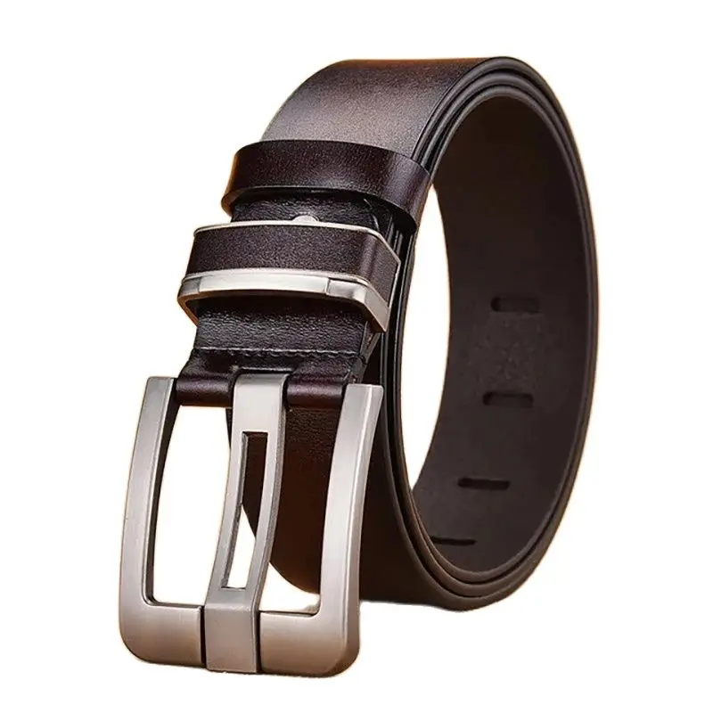 alloy Men's leather pin buckle genuine jeans belt fashion business cow genuine leather quality leather belt men male 2021 New