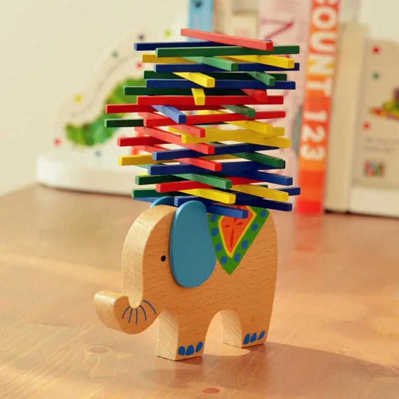Montessori Toys 3D Elephant Camel Balance beam Blocks Colorful Wood Beam Game Gift For Children |
