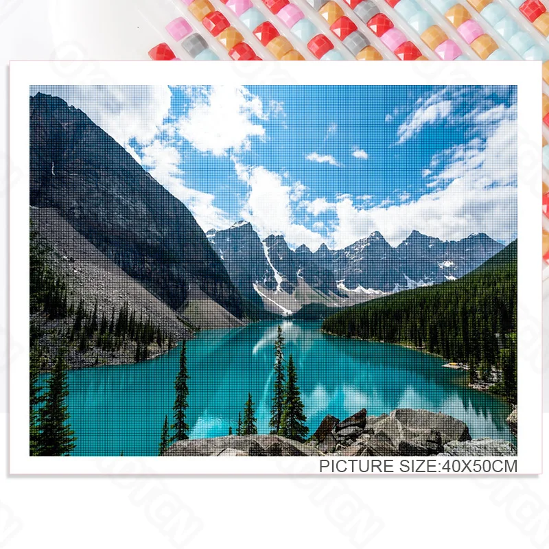 

Diy Diamond Painting Mountain Top Scenery Square Diamond Round Diamond Embroidery Mosaic Rhinestone Decorative Painting