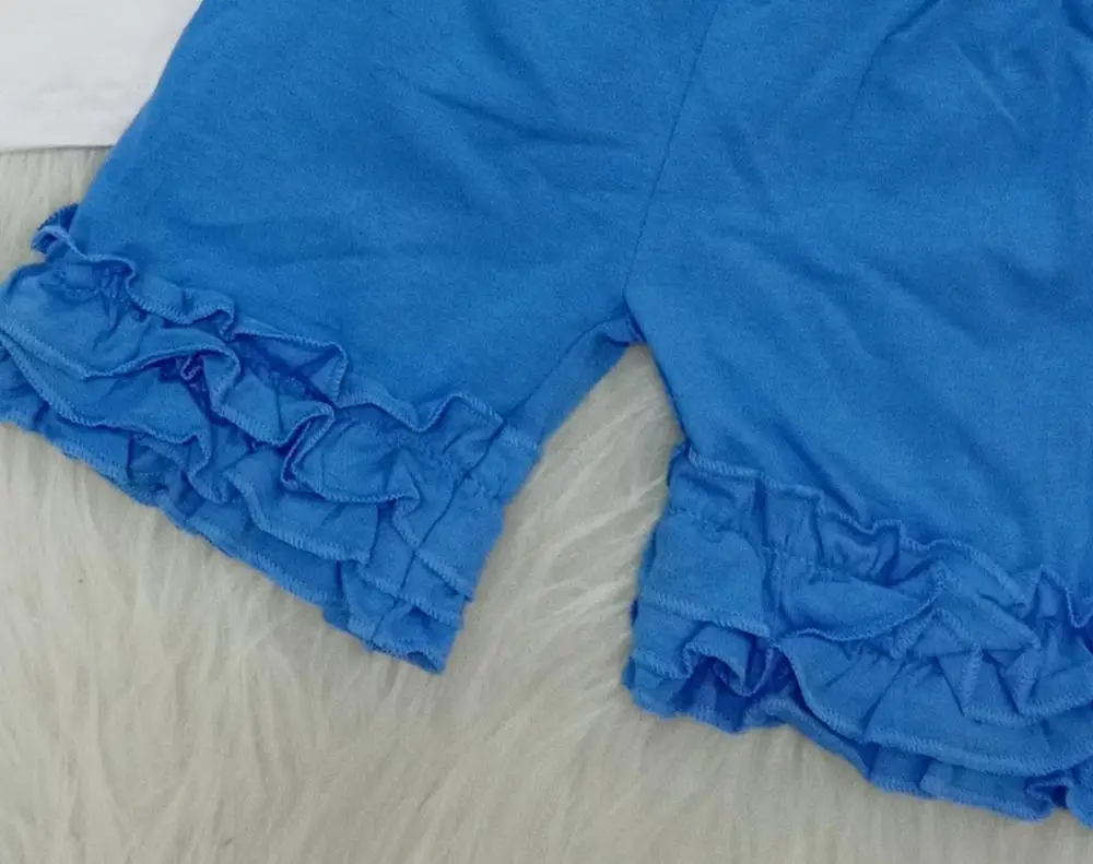 

Child girl police style short sleeve suit blue ruffle shorts yll