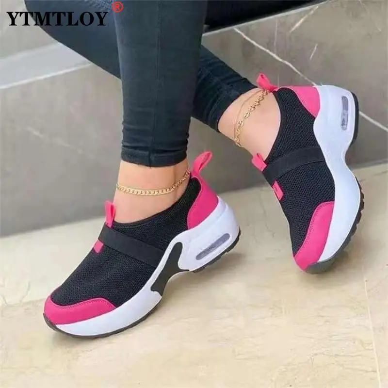 

New Women's Casual Shoes Platform Color Matching Color Flats Ladies Shoes Casual Breathable Wedges Ladies Walking Sneakers