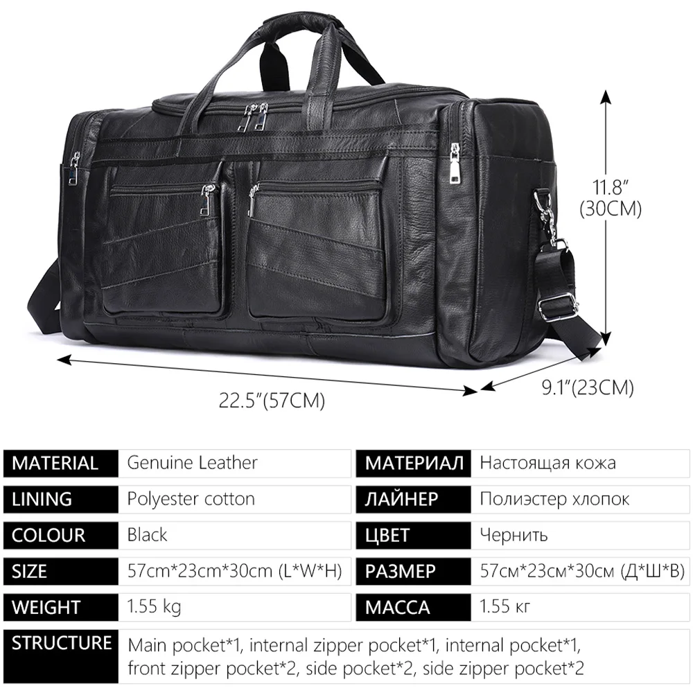 MVA Men Large Capacity Travel Bag Leather Duffel Bags for Men Waterproof Weekender Bag Travel Man Leather Carry On Garment Bags