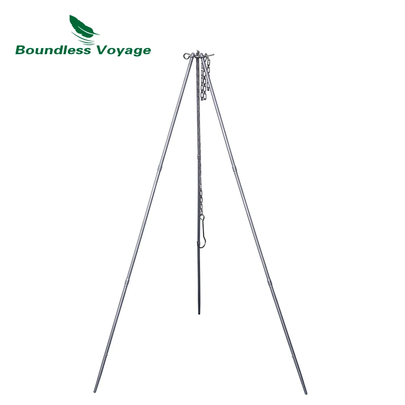 Boundless Voyage Titanium Adjustable Tripod  Pot Kettle Grill Holder Outdoor Camping Campfire Portable Camping Equipment