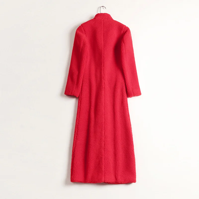 Женская теплая куртка из овечьей шерсти с воротником-стойкой и длинным рукавом |