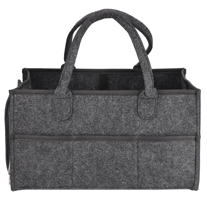 

Baby Diaper Caddy - Diaper Tote Organizer | Nursery Storage Bin | Portable Car Storage for Diapers Wipes and Toys | Changing Tab