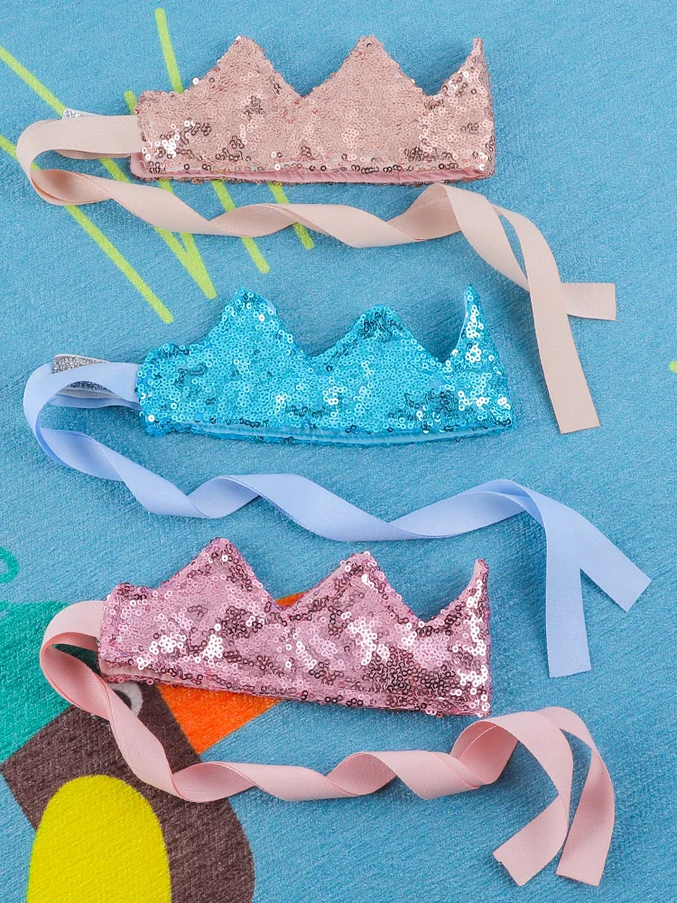 Creative children Princess Prince Crown Hat baby birthday party tiara dress personality sequined hat hairband | Дом и сад