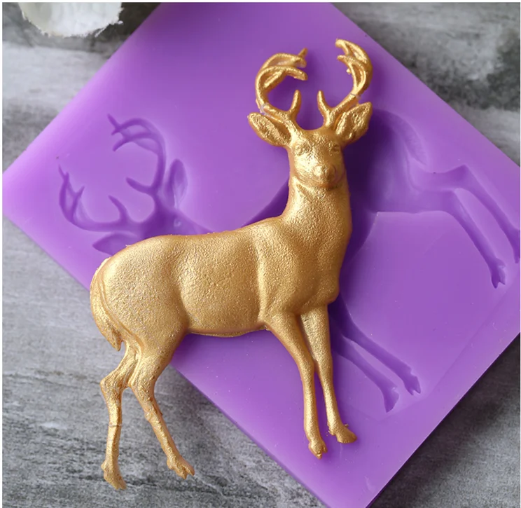 

Deer Christmas shape silicone mold DIY chocolate cake bread Mousse dessert fondant mold Baking decoration tool Resin kitchenware