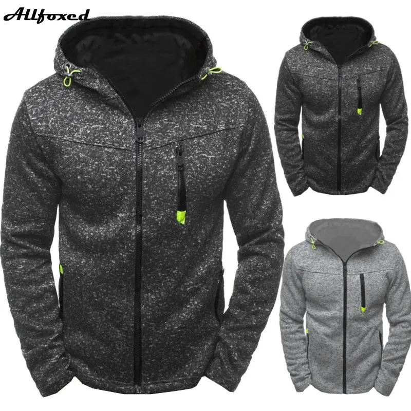 

Allfoxed Men Jacquard Hoodie Fleece Cardigan Hooded Coat Men's Hoodies Sweatshirts Pullover For Male Hoody Sweatshirt Coats