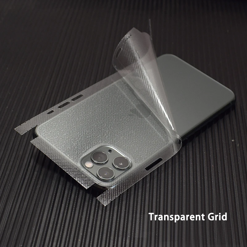 Clear Grid Прозрачная 3D пленка из углеродного волокна, пленка для телефона, задняя наклейка для iPhone 11 Pro XS MAX XR X 8 7 6 6S Plus, прозрачная наклейка - Цвет: Clear Grid
