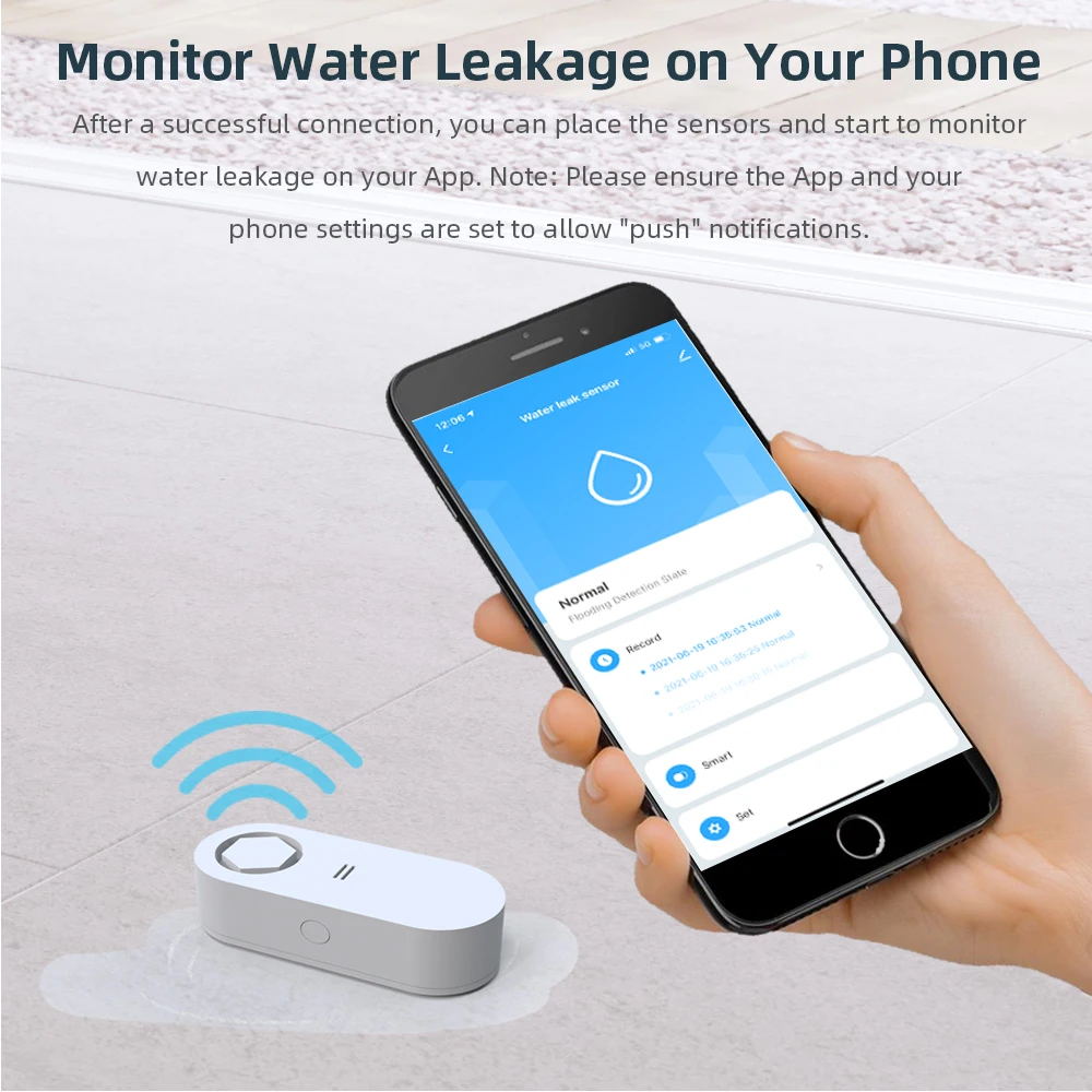

Tuya Home Water Leakage Alarm Independent Wifi Smart Water Leak Sensor Detector Flood Alert Overflow Security Alarm System