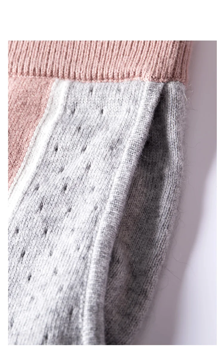 Спортивный костюм для женщин, новинка, модный вязаный свитер на молнии и штаны для ног, полосатый цвет, кашемир, Женский комплект 2 шт