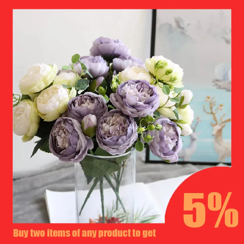 

1 Bundle Silk Peony Bouquet Home Decor Accessories Wedding Decoration Party Scrapbook Fake Plants Diy Fake Flowers Room Decor