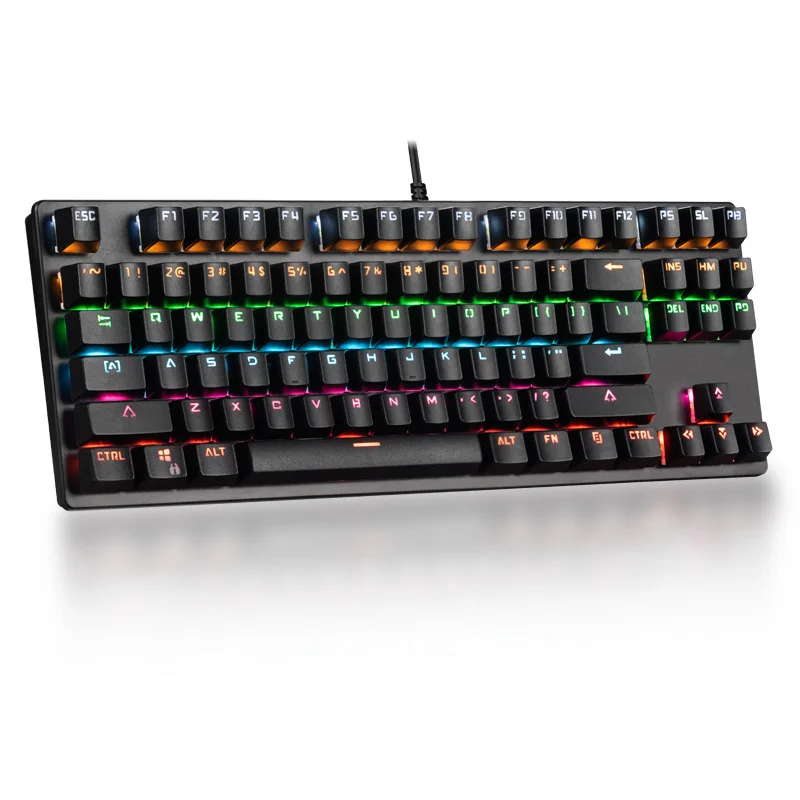 Jogo de Teclado Mecânico do Jogo Mecânico para Computador Portátil do Jogo Anti-fantasma Backlit Interruptor Azul 87key Teclado Rgb Mix