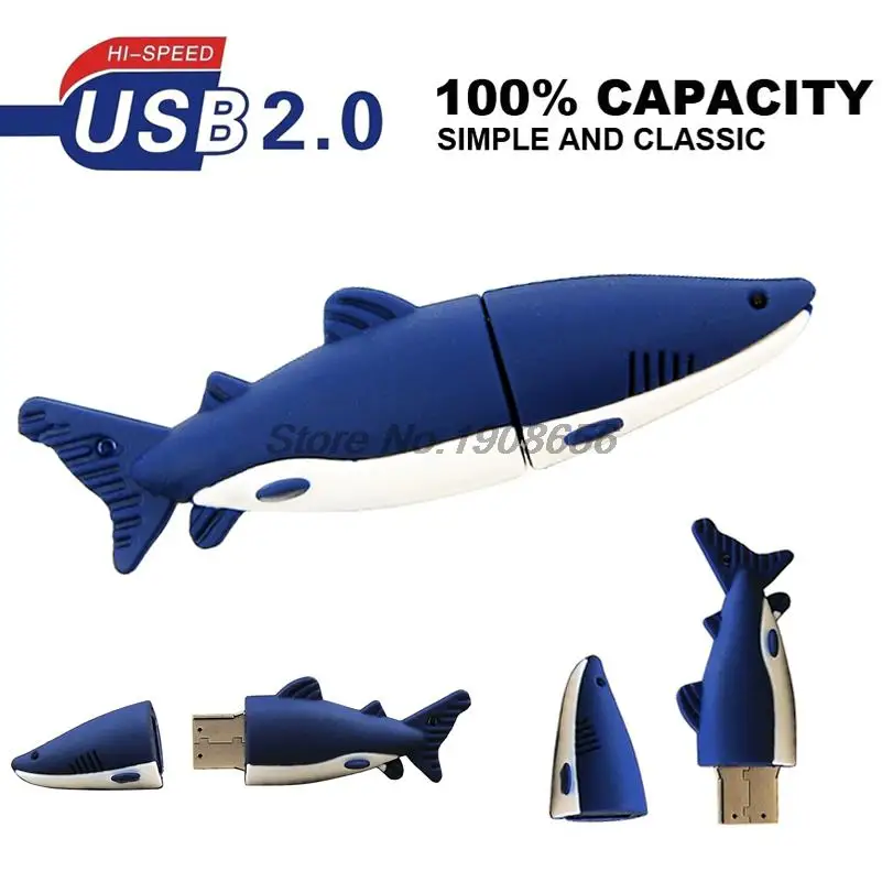 Мультяшная Акула Usb флеш-накопитель милые животные 32 ГБ USB флешки 64 Cle U диск