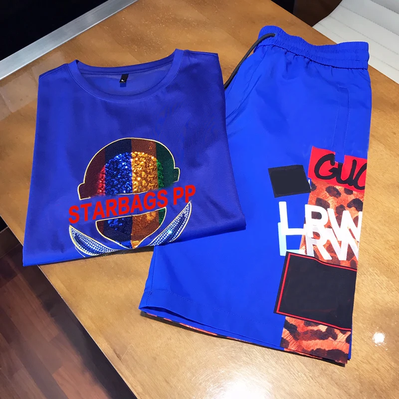 

Starbag PP 2020 summer new casual men's suit diamond personality skull cool fit short sleeve T-shirt short pants original design