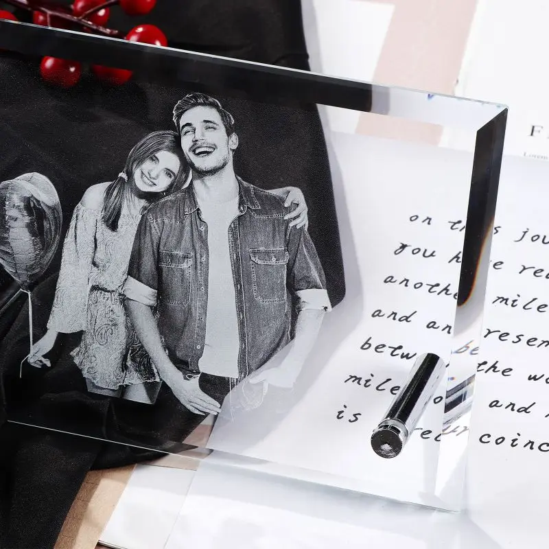 Стеклянная 2D лазерная гравировка фоторамка индивидуальный фотоальбом подарок