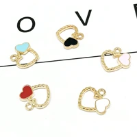 10pclot gold color tone heart shape enamel charms 1818mm earring zinc alloy pendants jewelry making