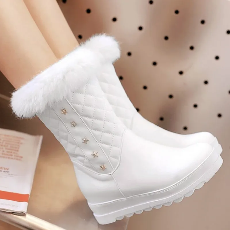 

Fanyuan Keep Warm shoes Size 34-43 Women Faux Fur Boots Fashion Decoration Ladies Non-slip Shoes Woman Winter Boots Female