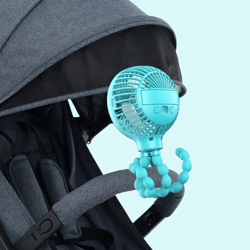 

Mini Handheld Stroller Fan, Personal Portable Baby Fan with Flexible Tripod, with 7 Color Lights, Rechargeable Fan