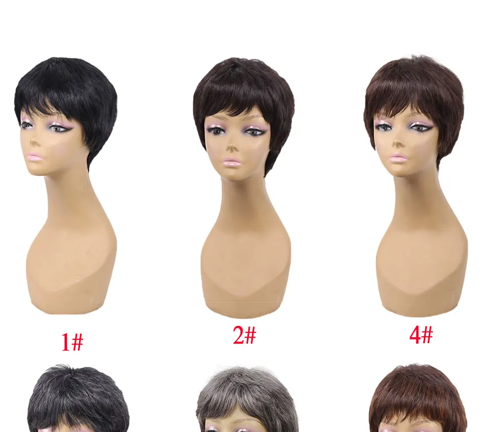 Amir short straight synthetic wigs For African American Women High Temperature Fiber Ombre Burgundy Blonde Grey Cosplay Hair
