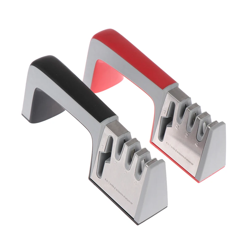 

4 In 1 Stainless Steel Scissors Tools Diamond Sharpening Whetstone Stone Non-Slip Knife Sharpener