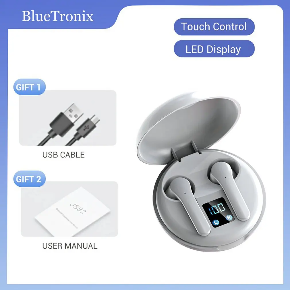 

TWS Bluetooth Earphones with Microphone Touch Control Wireless Headsets HIFI Mini In-Ear Earbuds Sport Running HDCall