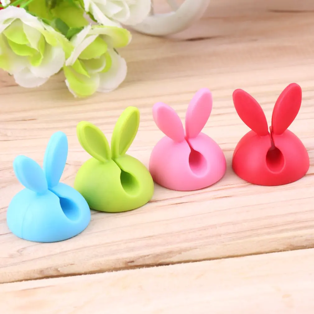 4pcs Multipurpose Rabbit Earphone Cable Cord Wire Line Organizer Clips Fixer Fastener Holder Creative Design | Электроника