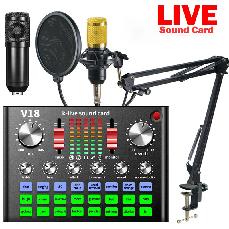 

BM800 микшер конденсаторный микрофон аудио веб-трансляция живая Звуковая Карта BT живая трансляция запись USB 3,5 мм компьютер ПК