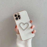 holo heart diamond glitter plated case for iphone 11 pro max 12 se 2020 xr xs x silicon gold electroplated cover for iphone 7 8