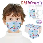 50 шт.1 коробка, детская маска, несколько вариантов, детская мультяшная маска для лица, маска для рта с изображением животных, одноразовые маски для мальчиков и девочек