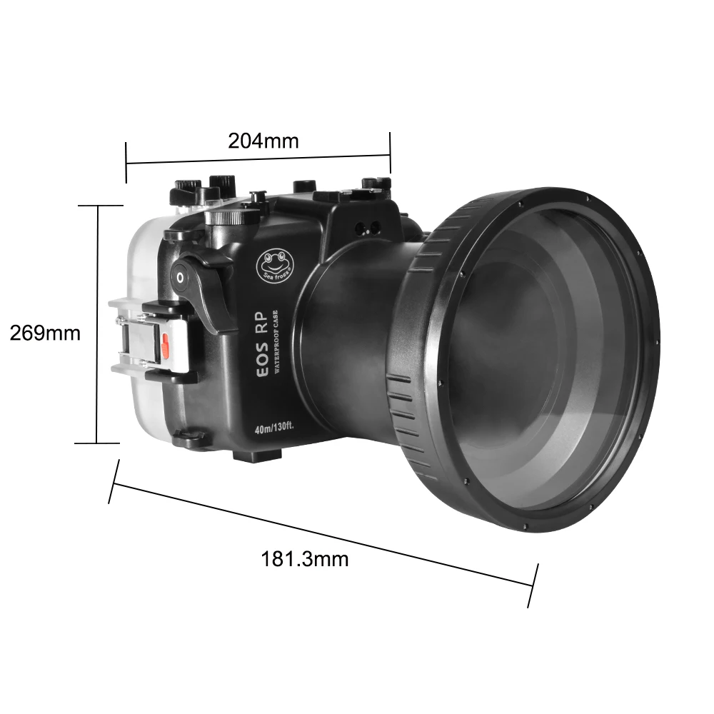 للبيع Searogs IPX8 المهنية كاميرا مقاومة للماء الإسكان لكانون Eos RP 40M/130FT تحت الماء تصفح السباحة الانجراف الغوص