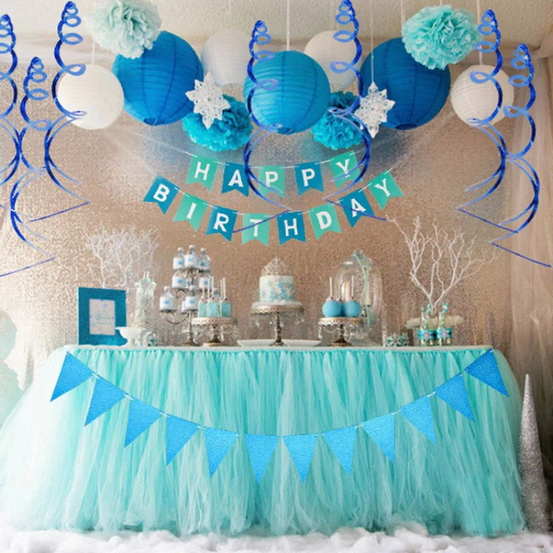 

Children Birthday Party PATY Decoration Set Paper Flower Ball Spiral Latex Balloon Fishtail Flag Banner Decoration Noel