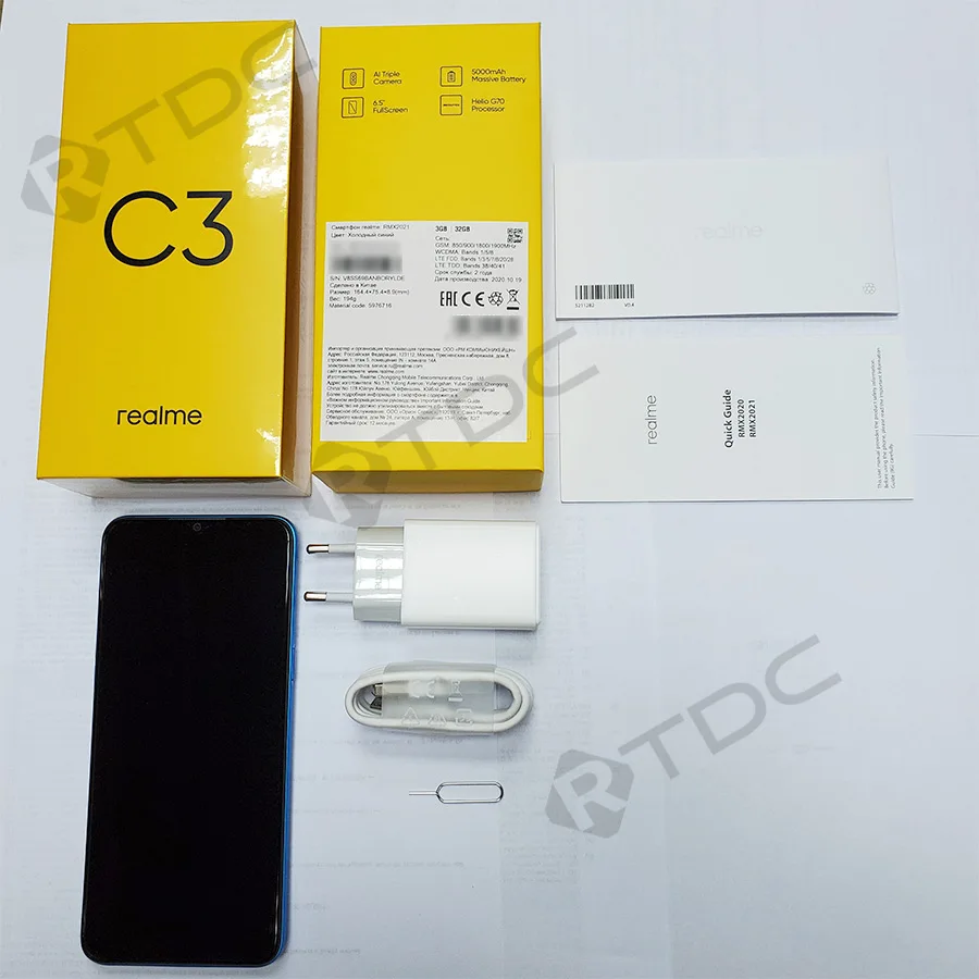 Realme C3 RMX2020 6 5 ''Global 3 Гб оперативной памяти 32 встроенной процессор Helio G70 12MP AI