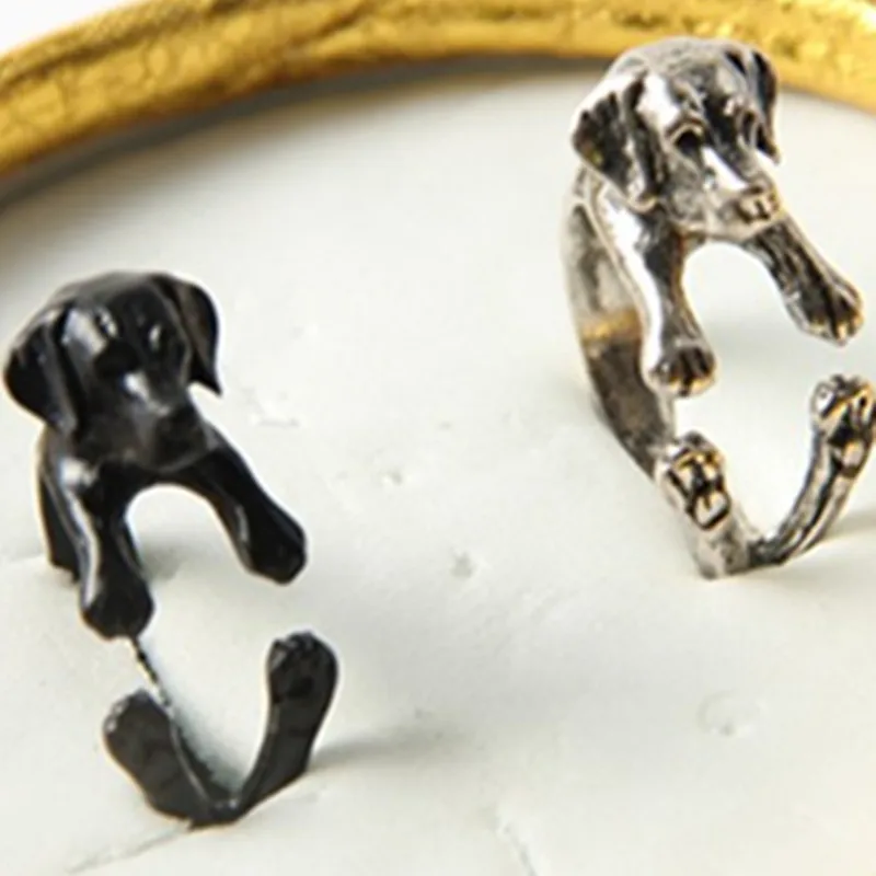 

Drop shipping Adjustable retro punk Labrador dog vintage Ring free size hippie animal Labrador dog Ring jewelry