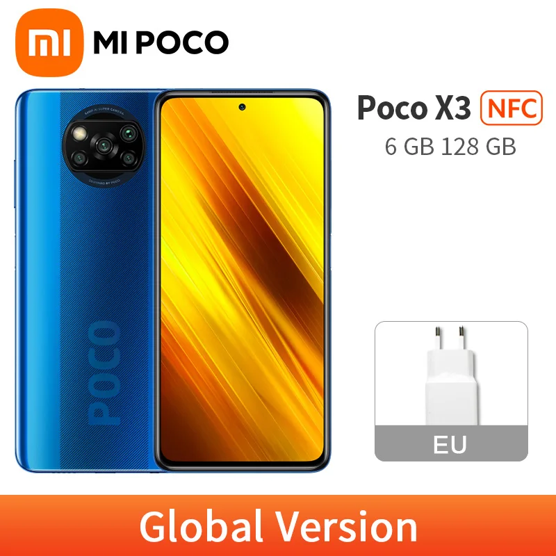 Сотовый телефон POCO X3 NFC 6 ГБ 128 экран Глобальная версия дюйма Восьмиядерный