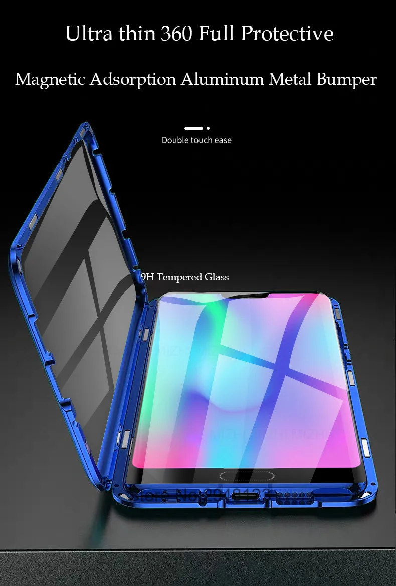 360 магнитный чехол для huawei honor 10 облегченное закаленное стекло Двойные чехлы на huawei i honor 10 light honer 10 lite Back Coque Capa