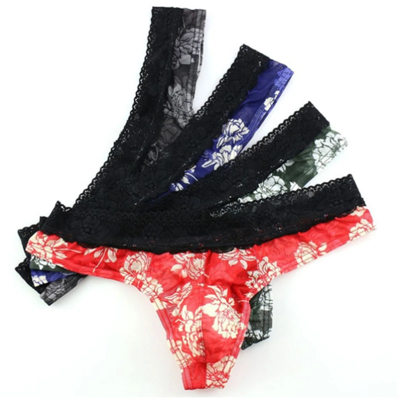 

Men Print G Strings Thong Underwear Ice Silk Sexy Gay Sissy Tanga Hombre Jockstrap Penise Bag Breathable Thin Men Underwear