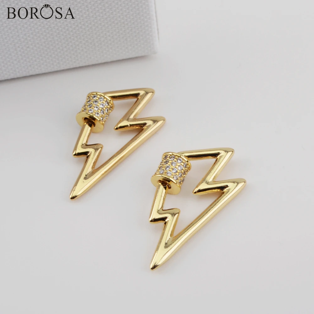 

BOROSA Lightning Shape Screw Clasp Lock Connector Spiral Lightning Clasp Pendant Necklace Fittings for Women Jewelry WX1344