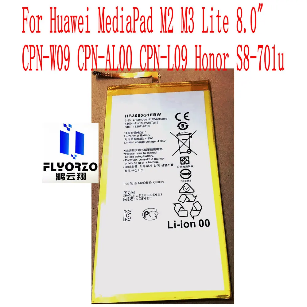 

Brand new 4650mAh HB3080G1EBW Battery For Huawei MediaPad M2 M3 Lite 8.0" CPN-W09 CPN-AL00 CPN-L09 Honor S8-701u Mobile Phone