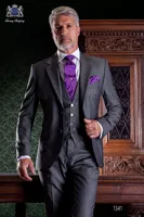 JELTONEWIN High Quality Formal Wear 3 Pieces Dark Grey Business Men Suits Groom Tuxedo Groomsmen Men Wedding Suits Costume Homme