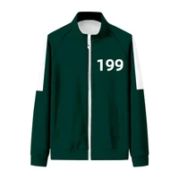 tv squid game 199 hoodie cosplay jacket stand collar li zhengjae coat pants hoodies green party costume sportswear