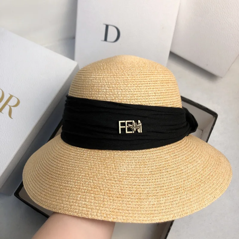 

New Satin Ribbon Fisherman Bucket Hat Female Summer Seaside Vacation Anti-UV Beach Hat Basin Caps