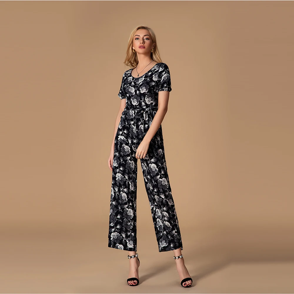 

Комбинезон женский летний, свободный, с коротким рукавом