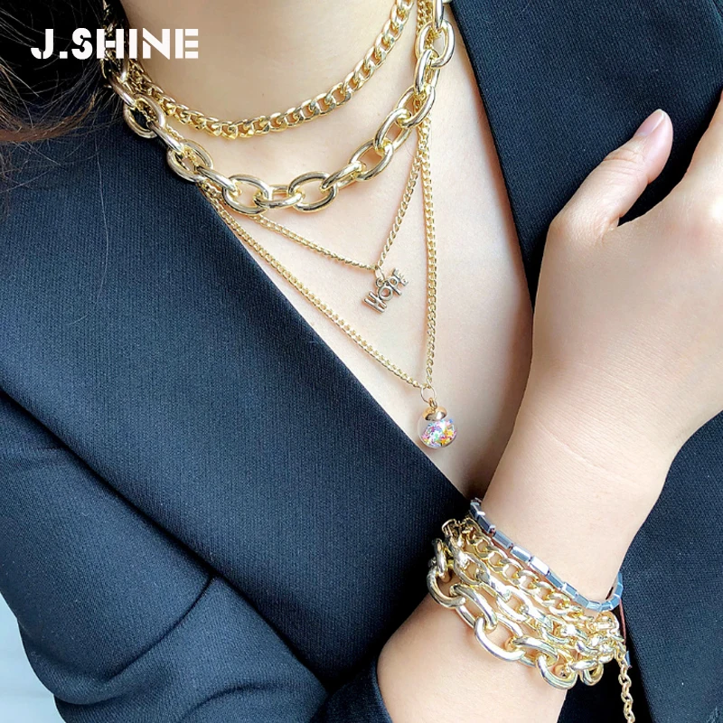 JShine Золотая цепочка колье для женщин панк алюминиевая ожерелье 2020 массивное