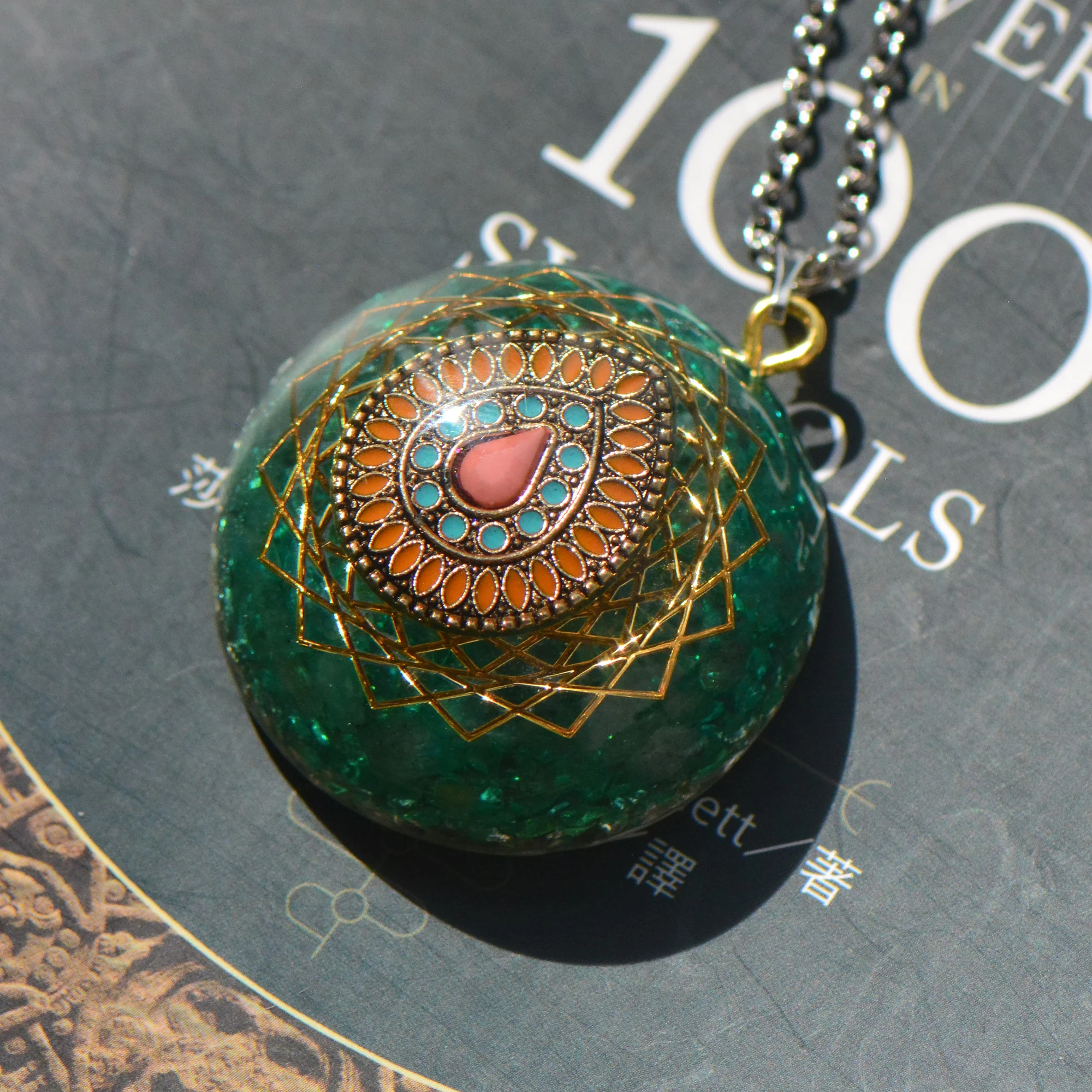 

Orgone Pendant Necklace Seven Chakra Natural Crystal Reiki Symbol EMF Protection Reiki Symbol Meditation Crystal Healing Jewelry